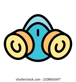 Gas mask icon. Outline gas mask vector icon color flat isolated