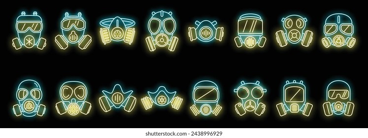 Gas mask icon outline vector. Air pollution. Safety respirator neon color isolated