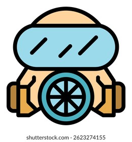 Gas mask icon. Outline gas mask vector icon color flat isolated