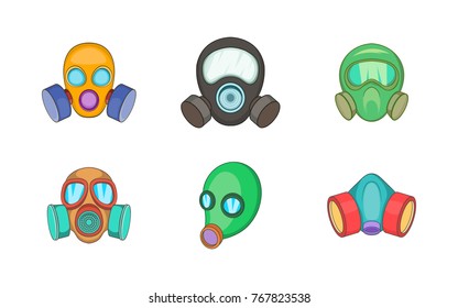 Gas mask icon set. Cartoon set of gas mask vector icons for your web design isolated on white background