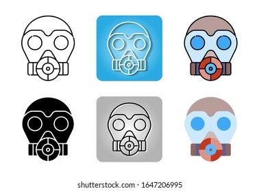 Gas mask icon set isolated on white background for web design