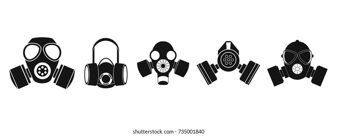 Gas mask icon set. Simple set of gas mask vector icons for web design isolated on white background