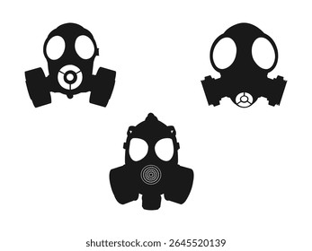 Gas mask icon. Gas mask sign vector illustration design. Simple Gas Masks Silhouettes Against a White Background.	