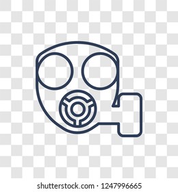 Gas mask icon. Trendy linear Gas mask logo concept on transparent background from army and war collection