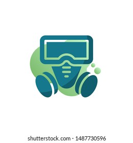 Gas mask icon vector, filled flat sign, Respirator mask bicolor pictogram, green colors. Symbol, logo illustration