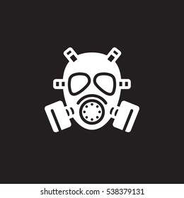 Gas mask icon vector, filled flat sign, solid pictogram isolated on black. Symbol, logo illustration