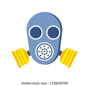 Gas mask icon vector illustration in flat design isolated on white background. Protection of breath system against harmful viruses, radiation and bacteria. Disinfection equipment element.