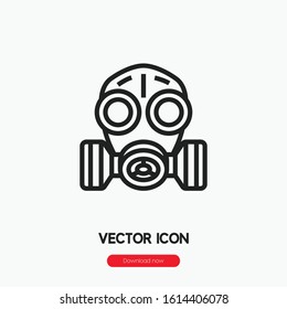gas mask icon vector. Linear style sign for mobile concept and web design. gas mask symbol illustration. Pixel vector graphics - Vector.