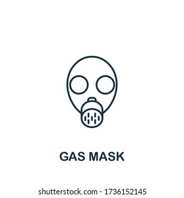 Icono de máscara de gas de la colección de seguridad del trabajo. Elemento de línea simple Símbolo de máscara de gas para plantillas, diseño web e infografías