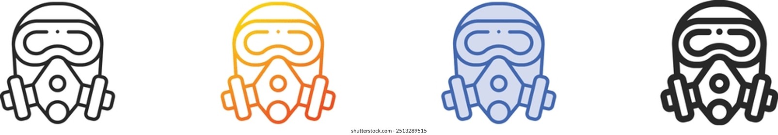 gas mask icon.Thin Linear, Gradient, Blue Stroke and bold Style Design Isolated On White Background