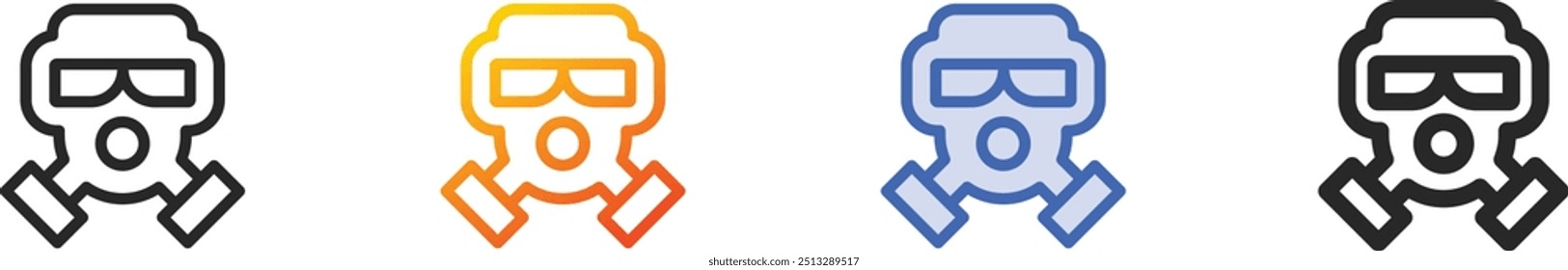 gas mask icon.Thin Linear, Gradient, Blue Stroke and bold Style Design Isolated On White Background