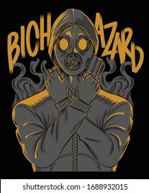 gas mask illustration   biohazard illustration 