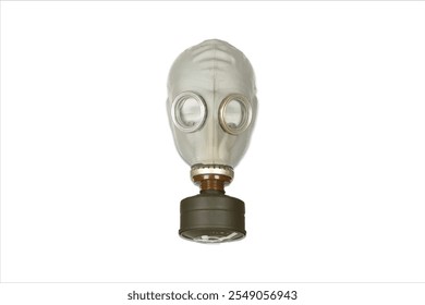 Gas mask isolated on white background. army gas mask. environment pollution.