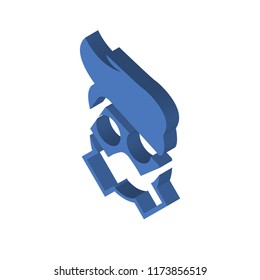 Gas mask isometric left top view 3D icon