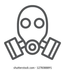 Gas mask line icon, defense and army, respirator sign, vector graphics, a linear pattern on a white background, eps 10.