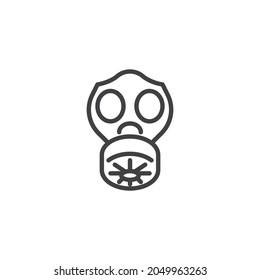 Gas mask line icon. linear style sign for mobile concept and web design. Gas mask respirator with protective filter outline vector icon. Symbol, logo illustration. Vector graphics