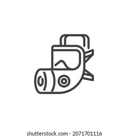 Icono de línea de máscara de gas. signo de estilo lineal para concepto móvil y diseño web. Icono de vector de contorno de máscara de respirador. Símbolo, ilustración del logotipo. Gráficos vectoriales