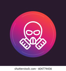 gas mask line icon, vector pictogram