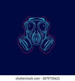 Gas mask line pop art potrait logo colorful design with dark background. Abstract vector illustration.