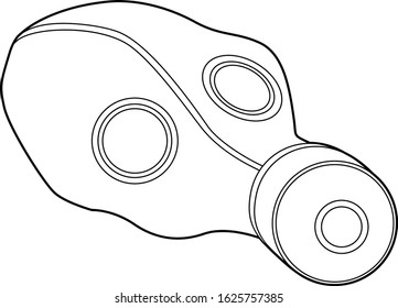Gas mask linear drawing. Vector illustration.