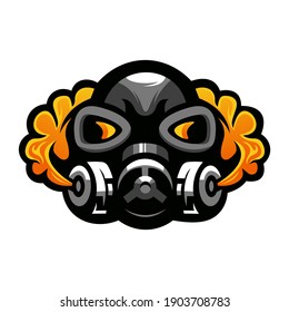 Gas Mask logo design vector with transparent background	