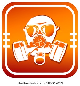 Gas mask. Orange icon