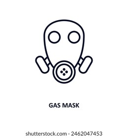 gas mask outline icon. Thin line icon from army and war collection. Editable vector isolated on white background