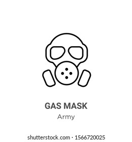 Gas mask outline vector icon. Thin line black gas mask icon, flat vector simple element illustration from editable army concept isolated on white background