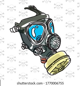 Gasmaske zum Schutz von Gas oder alles ist Gefahrenkartographie-Vektorgrafik