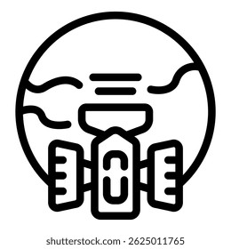 Gas mask protecting from toxic smog, global warming and environmental damage concept