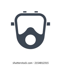 Gas mask related vector glyph icon. Gas mask sign. Isolated on white background. Editable vector illustration