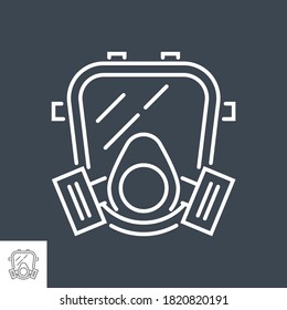 Icono de línea delgada vectorial relacionado con máscara de gas. Aislado sobre fondo negro. Trazo editable. Ilustración vectorial.