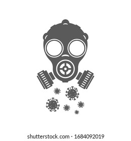 Gas Mask Respirator Biological Viral Protection Wear Corvid 19 Coronavirus - Icon Vector Illustration Black Silhouette.