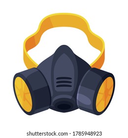 Gas Mask, Respirator with Filters, Pest Control Service Protective Equipment Vector Illustration on White Background