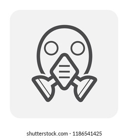 Gas mask or safety equipment icon design, black and outline.