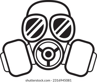 Gas mask, Safety respirator mask, Radioactive hazard icon concept vector image.