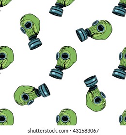 Gas mask seamless vector pattern