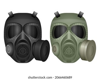 Gas mask set on a white background. Vector illustration.