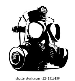 Gas mask, side view on a white background. Gas mask flat vector illustration.