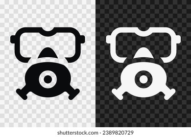 Gas mask silhouette icon, vector glyph sign. Gas mask symbol isolated on dark and light transparent backgrounds.