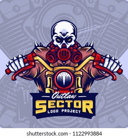 Gas Mask Skull Bikers Esport Logo Design