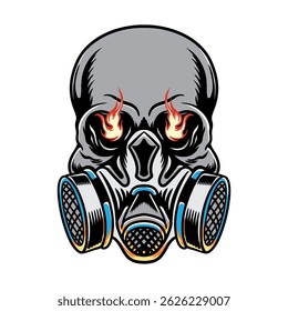 Gas mask skull vector art illustration