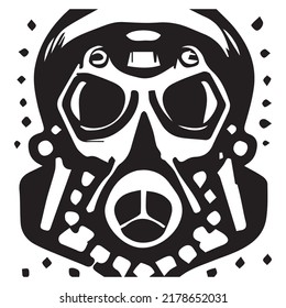 Gas Mask Soldier Sci Fi- Tattoo Sticker - ready for print art