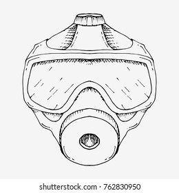 Gas mask stencil. Hand drawn vector stock illustration