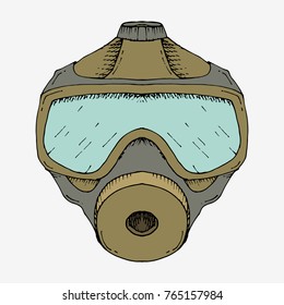 Gas mask stencil. Hand drawn vector stock illustration