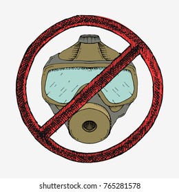 Gas mask stencil. Hand drawn vector stock illustration