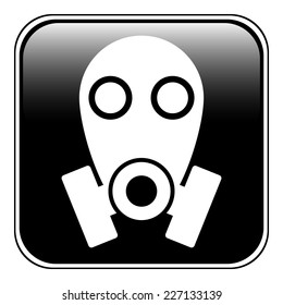 Gas mask symbol button on white background. Vector illustration.