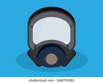 Gas mask vector illustration. Chemical and biological protection helmet. Concept of bio-hazard and radiation danger. Ecological problems