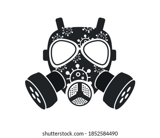 Gas mask vector illustration isolated on white. Respirator vector illustration. Can be used in T-shirt print, tattoo design, logo. Urban style
