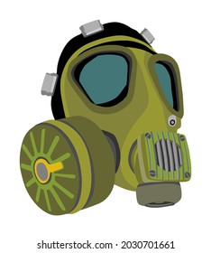 Gas mask vector illustration isolated on white background. Bio hazard equipment against air contamination. Police and military tool for special force. Protective life saving wear.